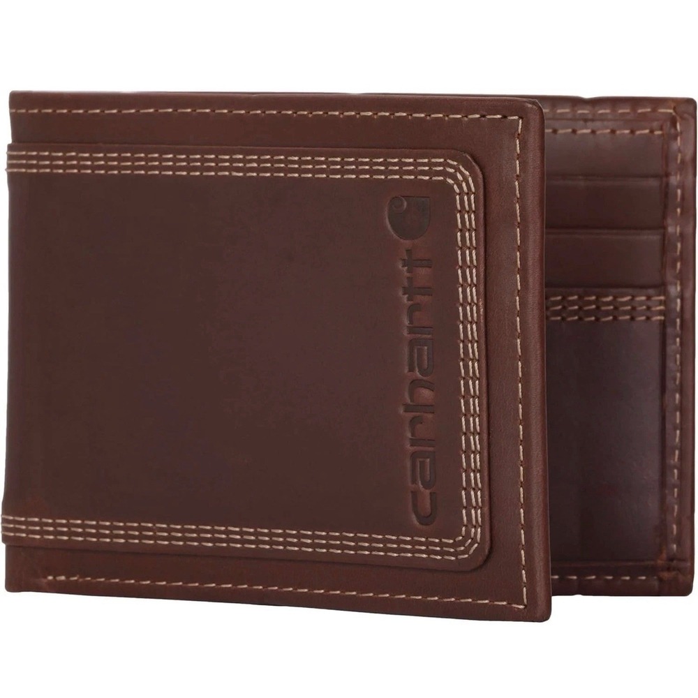 Carhartt Men's Detroit Passcase Leather Triple stitched Wallet Brand New
